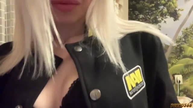 A pretty blonde hit the jackpot for a guy and rewarded him with anal sex, finishing in her butt.
